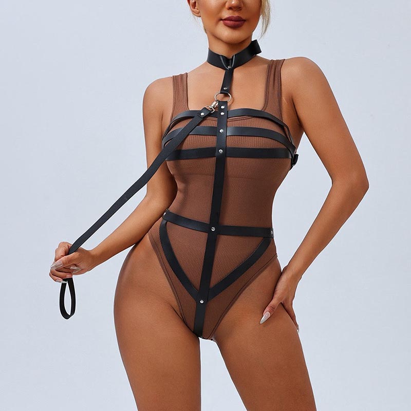 Alicia™ – Black Faux Leather Strap Harness