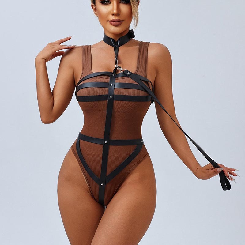Alicia™ – Black Faux Leather Strap Harness
