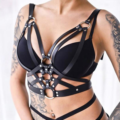 Violeta™ – Soutien-Gorge Harnais en Similicuir Noir