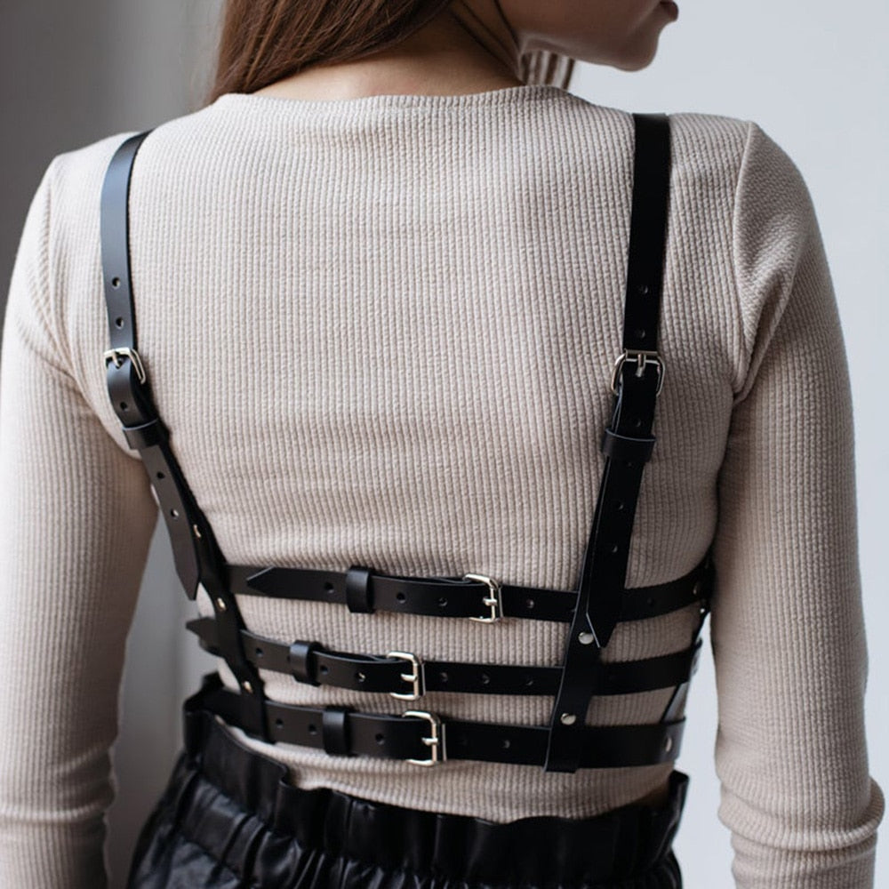 Violet™ – Soutien-Gorge Harnais Sensuel en Similicuir Noir